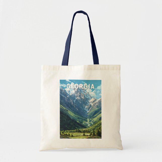 Georgia Illustration Travel Art Vintage Tote Bag (Front)