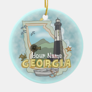 Georgia Lighthouse Ceramic Tree Decoration