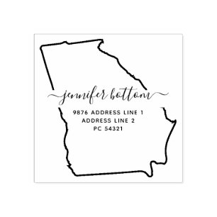 Georgia map Family return address Rubber Stamp