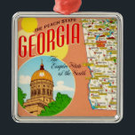 Georgia Map Metal Tree Decoration<br><div class="desc">A colourful vintage postcard map of Georgia repurposed on an ornament.</div>