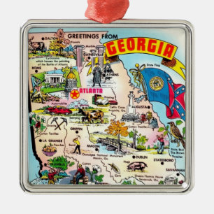 Georgia Map Metal Tree Decoration