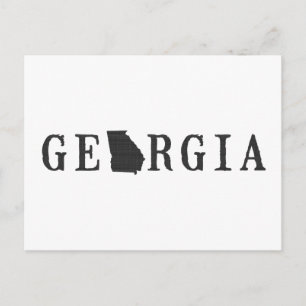 Georgia Map Shaped Letter State Word Art Black Postcard