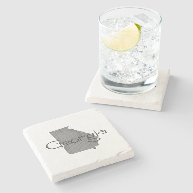 Georgia Map Shaped Vintage Grey Chalkboard Stone Coaster (Side)