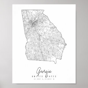 Georgia Minimal Street Map Poster