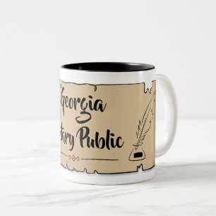 Georgia Notary Public Scroll Feather Quill Two-Tone Coffee Mug