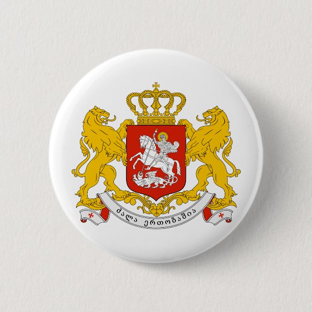 Georgia Official Coat Of Arms Heraldry Symbol 6 Cm Round Badge (Front)