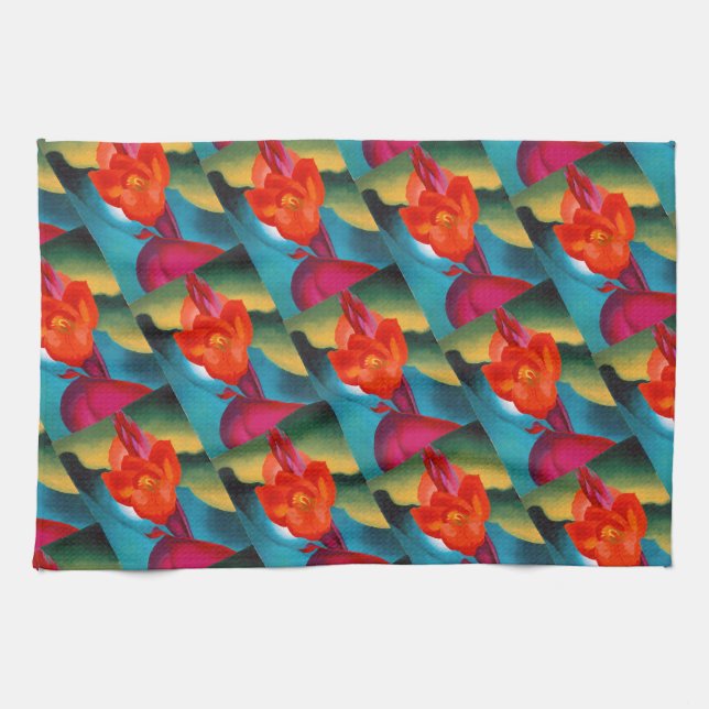 Georgia O'Keefe 1919 Red Canna Tea Towel (Horizontal)