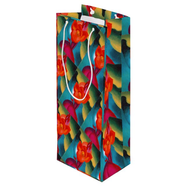 Georgia O'Keefe 1919 Red Canna Wine Gift Bag (Back Angled)