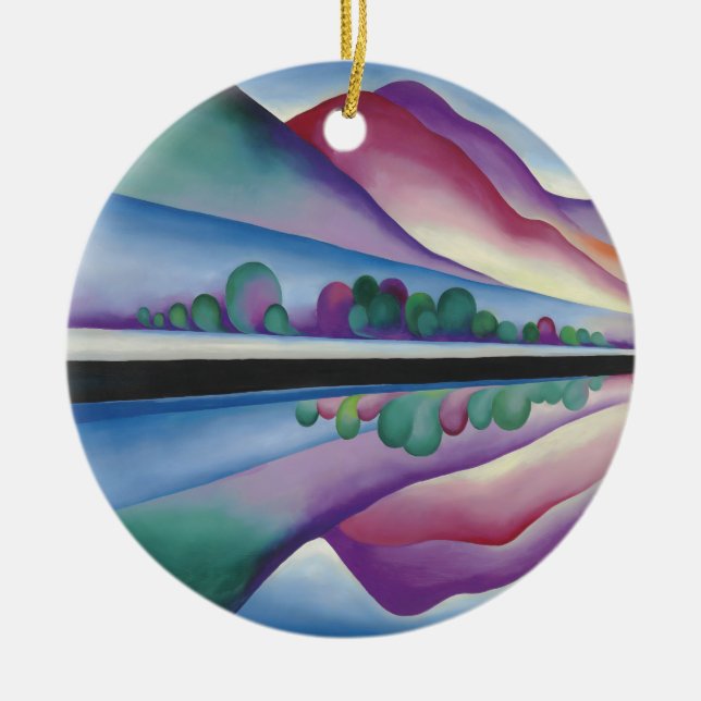 Georgia_O'Keeffe - Lake George Reflection Ceramic Tree Decoration (Front)