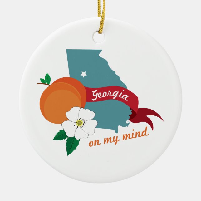 Georgia On My Mind Ceramic Tree Decoration (Front)