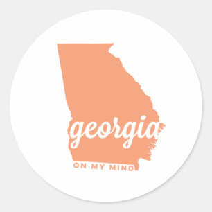 georgia   on my mind   peach classic round sticker