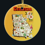 Georgia Ornament<br><div class="desc">Vintage,  old postcard map of Georgia repurposed as an ornament.</div>