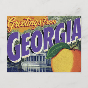 Georgia Peach and Mansion Postcard