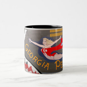 Georgia Peach B-24 Nose Art (Vintage Fuselage) Two-Tone Coffee Mug