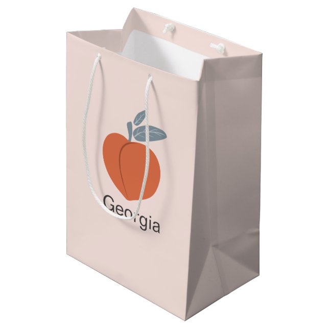 Georgia Peach fruit art design. Medium Gift Bag (Front Angled)