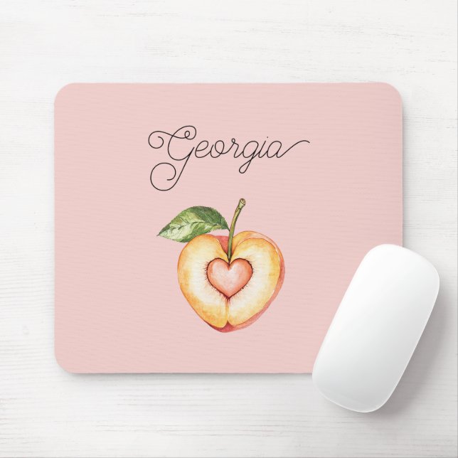 Georgia Peach Heart Fruit Mouse Mat (With Mouse)
