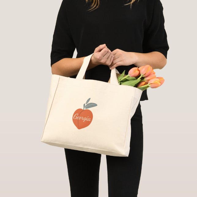 Georgia Peach illustration customise name Mini Tote Bag (Front (Product))