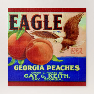 Georgia Peach Label 20x20 Jigsaw Puzzle