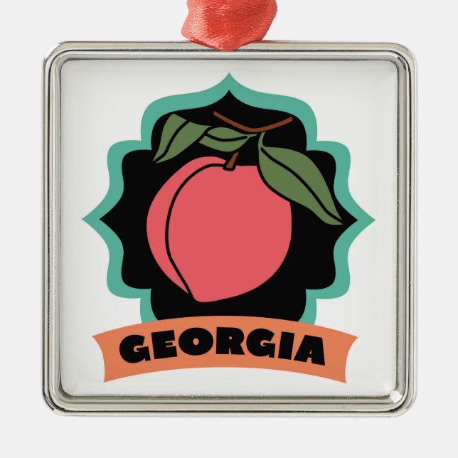 Georgia Peach Logo Metal Tree Decoration (Front)