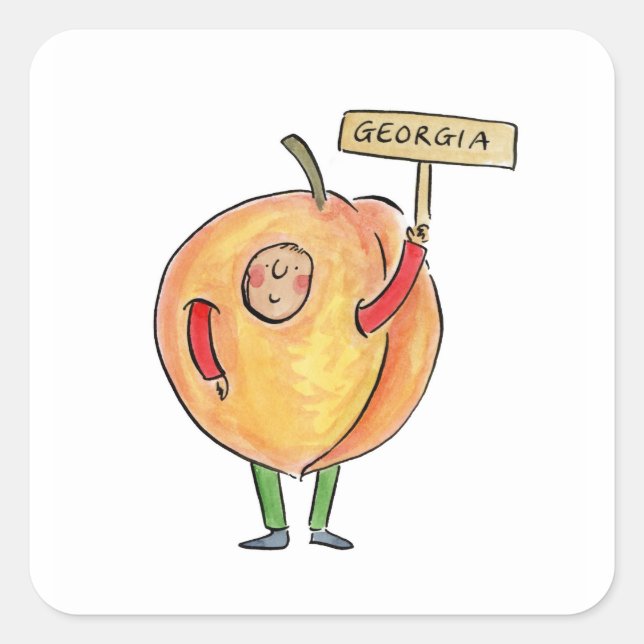 Georgia Peach Square Sticker (Front)