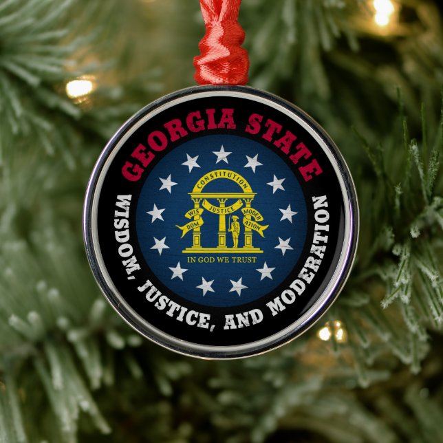 GEORGIA PEACH STATE FLAG METAL TREE DECORATION (Tree)