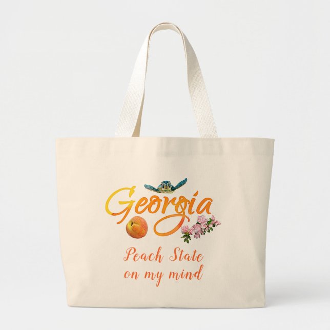 Georgia Peach State On My Mind Large Tote Bag (Front)