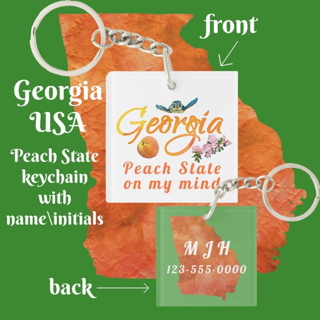 Georgia Peach State On My Mind Sea Turtle Azalea Key Ring (Creator Uploaded)