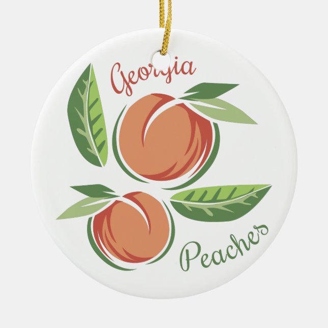 Georgia Peaches Ceramic Tree Decoration (Front)