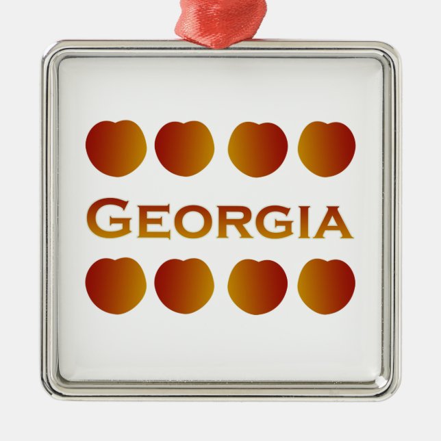 Georgia Peaches Logo Metal Tree Decoration (Front)