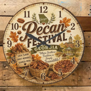 Georgia Pecan Festival Southern Harvest Large Clock