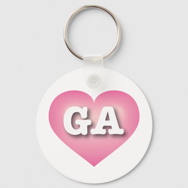Georgia Pink Fade Heart - I love GA Key Ring (Front)