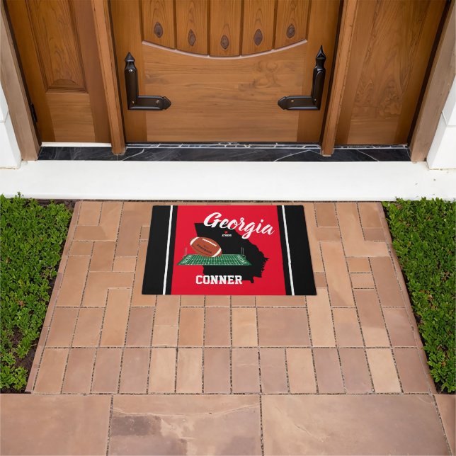 Georgia Red and Black Football Doormat (Outdoor)