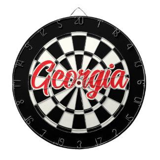 Georgia Red text Black and White Retro Dartboard