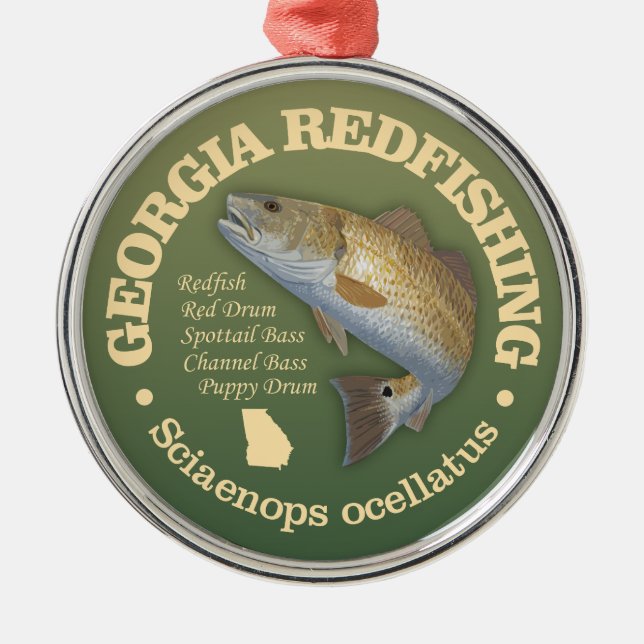 Georgia (redfish) metal tree decoration (Front)