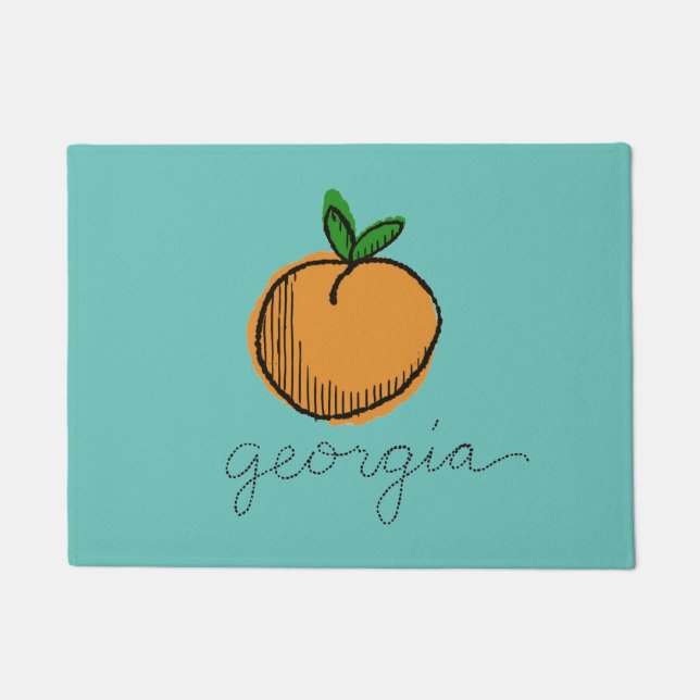 Georgia Retro Peach Doormat (Front)