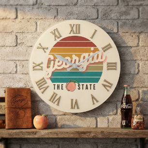 Georgia Retro Sunset Peach The State Large Clock