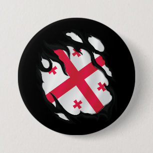 Georgia Ripped Flag 7.5 Cm Round Badge