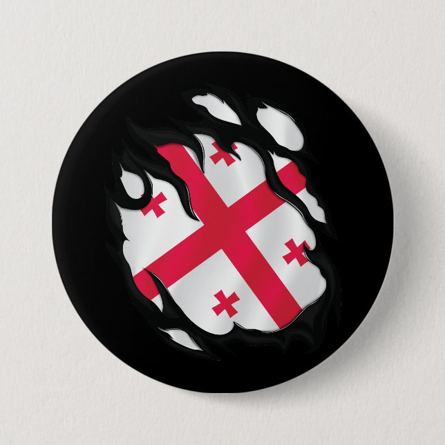 Georgia Ripped Flag 7.5 Cm Round Badge (Front)