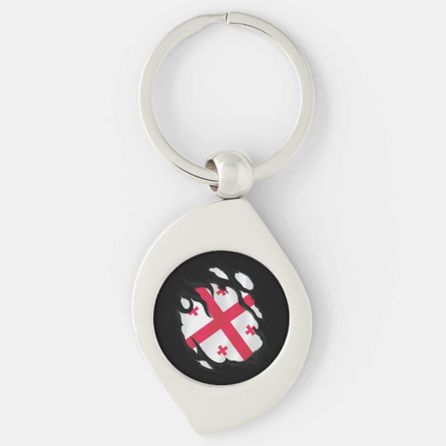 Georgia Ripped Flag Key Ring (Front)