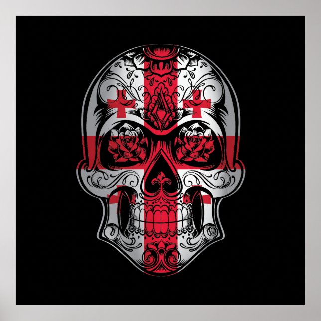 Georgia  Skull And Roses Flag Poster (Front)