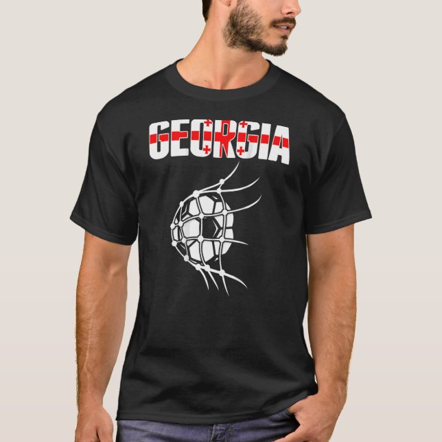 Georgia Soccer Ball In Net   Support Georgian Foot T-Shirt (Front)
