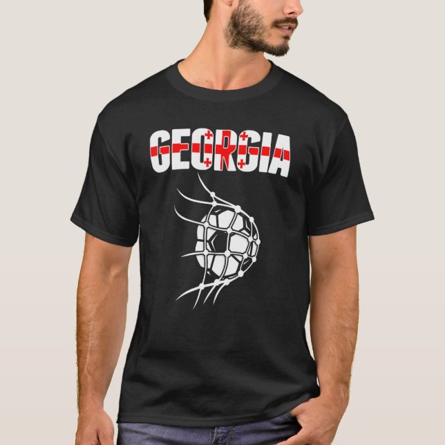 Georgia Soccer Ball In Net  Support Georgian Footb T-Shirt (Front)