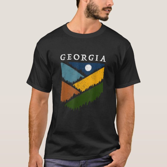 Georgia Souvenir Hiking Mountains Night Sky Campin T-Shirt (Front)