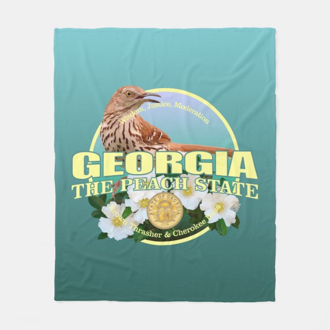 Georgia State Bird & Flower Fleece Blanket (Front)