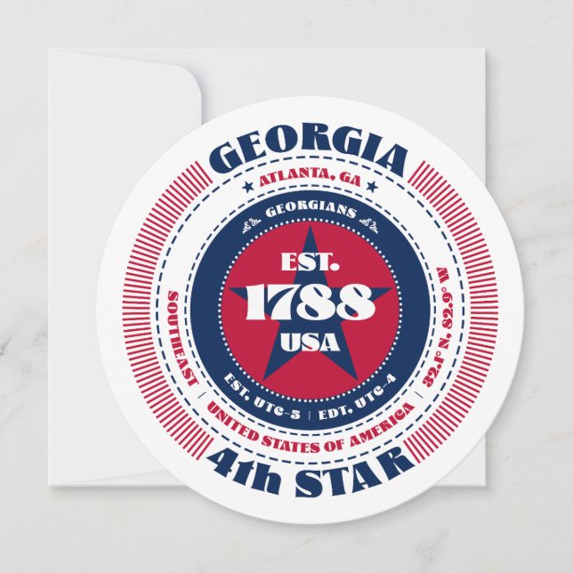 Georgia State Circular Typography Blank Flat Card (Front)