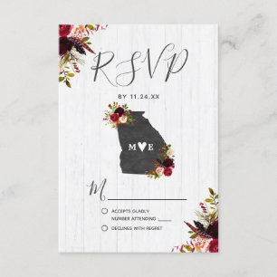 Georgia State Destination Rustic Wedding RSVP Card
