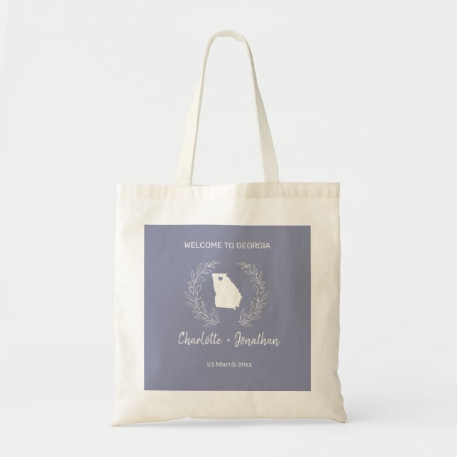 Georgia State Destination Wedding Welcome Tote Bag (Front)
