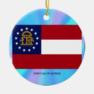 Georgia State Flag Ceramic Tree Decoration