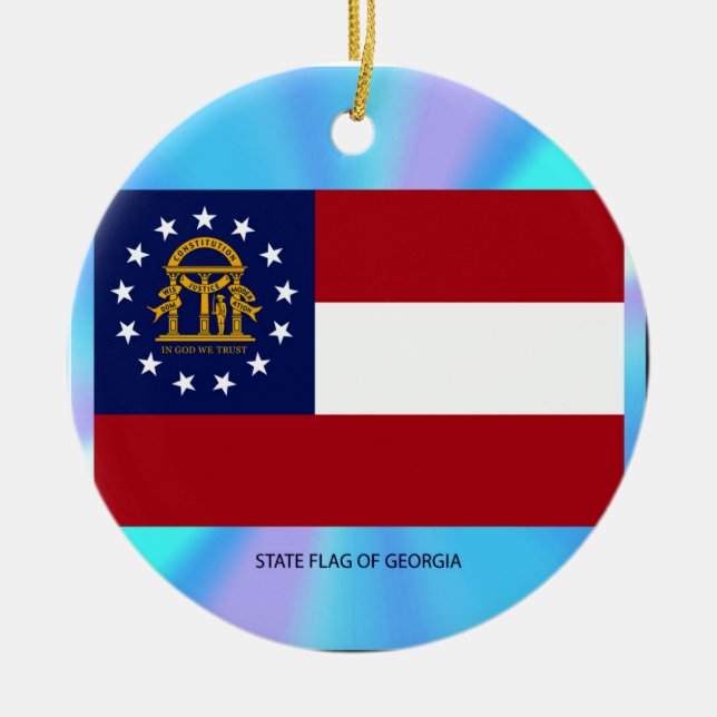 Georgia State Flag Ceramic Tree Decoration (Front)