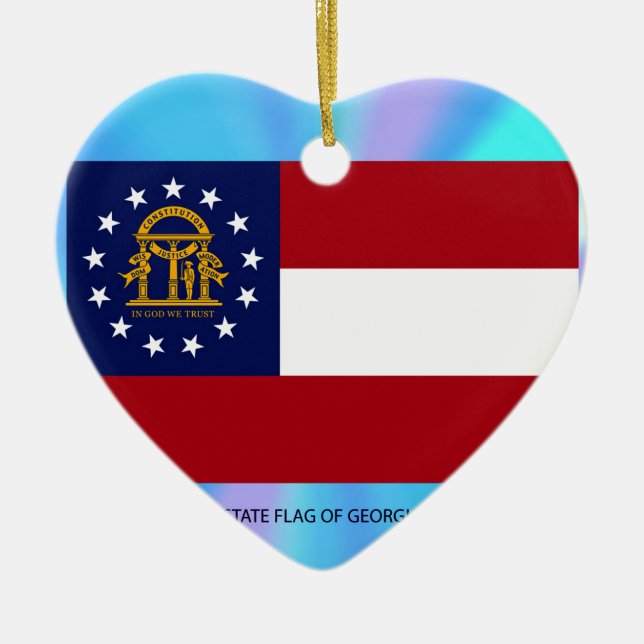 Georgia State Flag Ceramic Tree Decoration (Front)